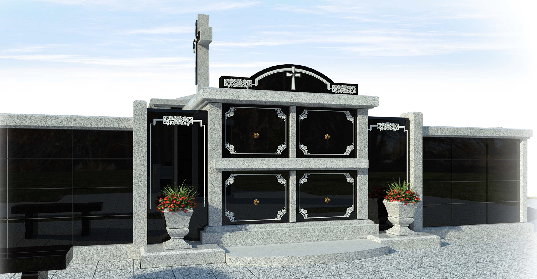 Rosary Garden concept rendering showing cremation niches in Frisco TX